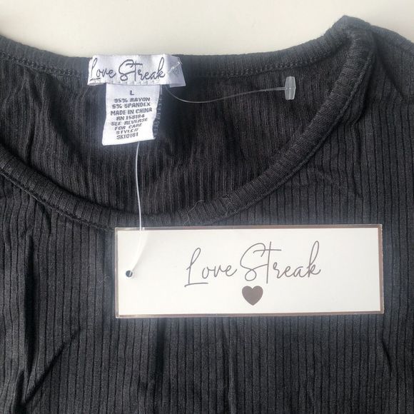 Love Streak Ruched Sides Ribbed Top Juniors Large - Picture 4 of 7